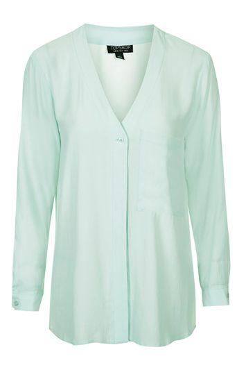 Topshop Long Sleeve Slouchy Pocket Shirt