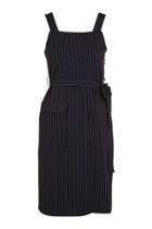 Topshop Petite Pinstripe Belted Dress