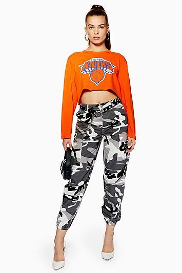 Topshop Grey Camouflage Trousers
