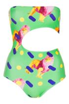 Topshop Cut-out Lion Print Swimsuit By Ekat