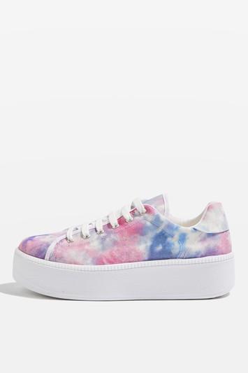 Topshop Crumble Tie-dye Flatforms