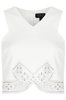 Topshop Pretty Lace Trim Crop Top