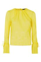 Topshop Pleat Lace Tie Sleeve Top