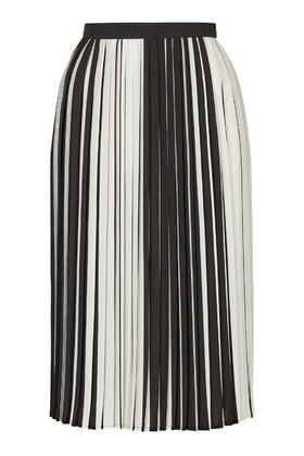 Topshop Petite Stripe Pleat Midi Skirt