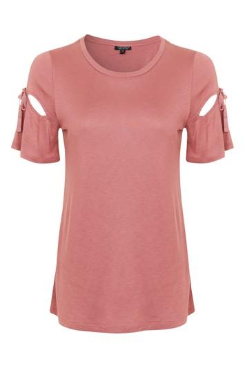 Topshop Ribbon Sleeve T-shirt