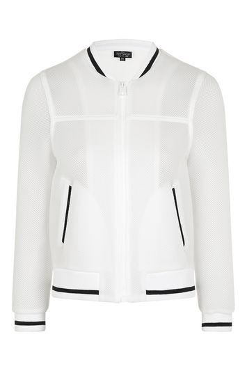 Topshop Petite Stripe Ribbed Bomber