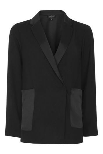 Topshop Contrast Satin Blazer