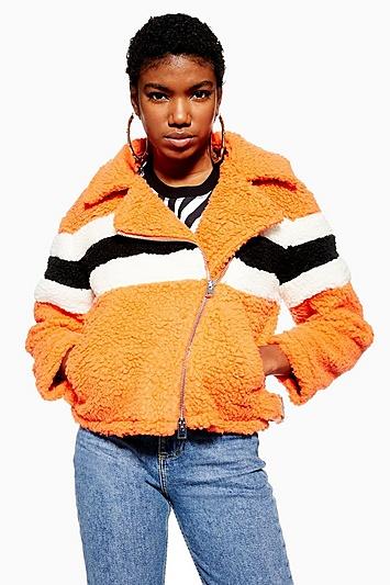 Topshop Petite Borg Biker Jacket