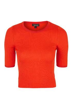 Topshop Half Sleeve Viscose Trim Crop