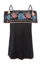 Topshop Embroidered Cold Shoulder Dress