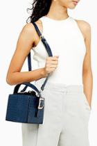 Topshop Gracie Blue Crocodile Box Bag