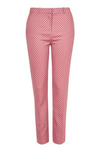 Topshop Flocked Spot Cigarette Trousers