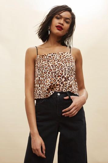 Topshop Petite Leopard Square Camisole Top
