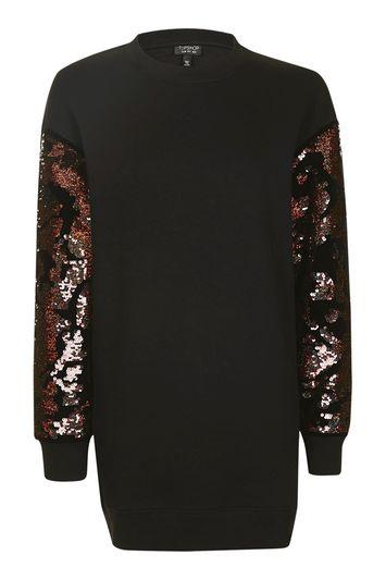 Topshop Sequin Sleeve Sweatshirt