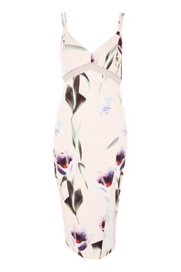 Topshop Tulip Mesh Insert Midi Dress