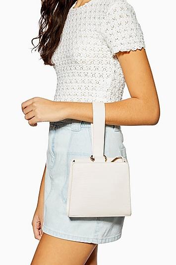Topshop Swish White Ball Handle Cross Body Bag