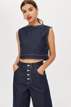 Topshop Cropped Denim Tank Top By Boutique