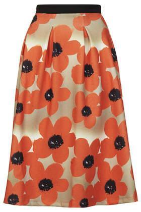 Topshop Floral Scuba Midi Skirt