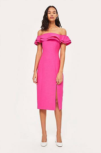 Topshop Ruffle Detail Bardot Dress