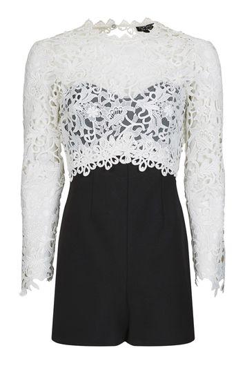 Topshop Lace Panel Playsuit