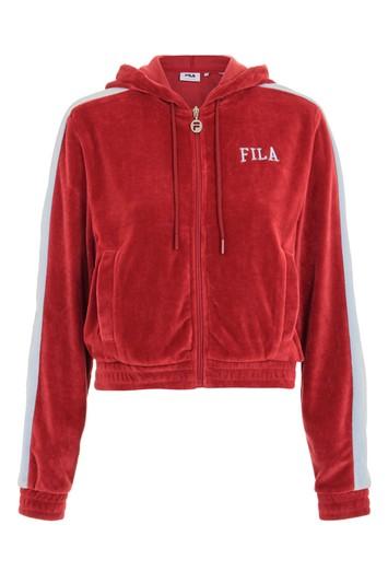 Topshop Velour Zip Hoody By Fila