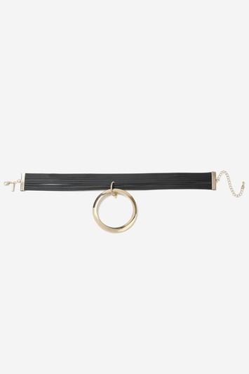 Topshop Suede And Link Ring Choker Necklace