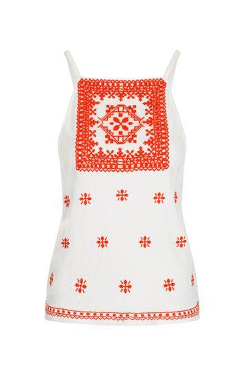 Topshop Embroidered Strappy Cami Top