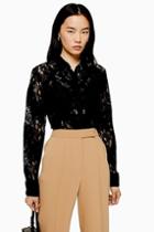 Topshop Premium Black Lace Shirt