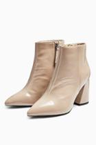 Topshop *wide Fit Hackney Taupe Pointy Patent Boots