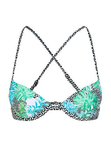 Topshop Geometric Palm Print Plunge Bikini Top