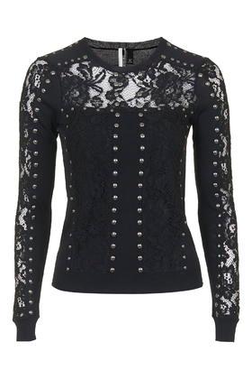 Topshop Premium Lace Stud Panel Top