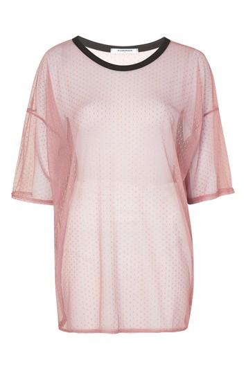 Topshop *oversized Spotted Mesh T-shirt By Glamorous