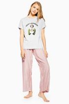 Topshop Elf Pyjama T-shirt And Striped Trousers