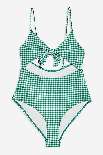 Topshop Green Gingham One Piece