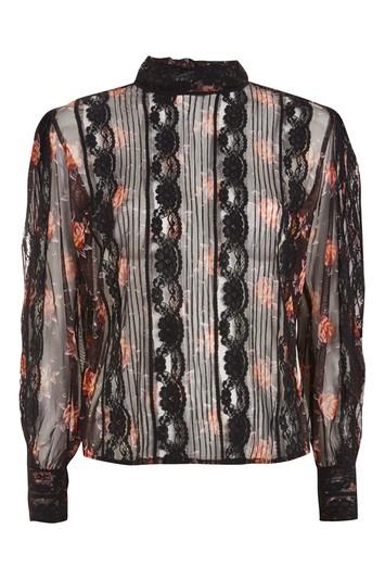 Topshop Roses Sheer Pintuck Blouse
