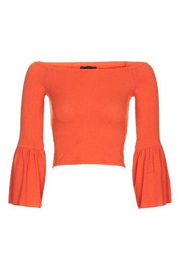 Topshop Trumpet Sleeve Bardot Top