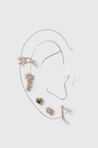 Topshop Heart And Flower Drop Mixed Earring Spack