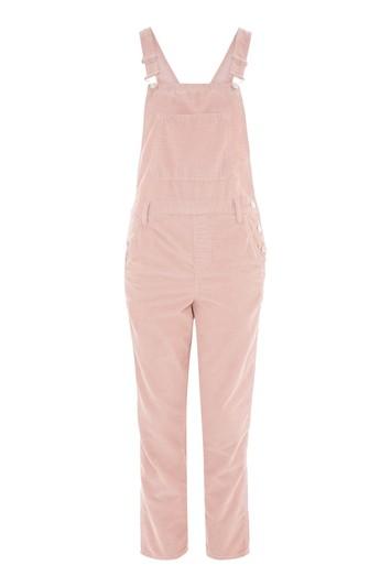 Topshop Moto Pink Cord Slim Leg Dungarees
