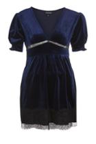 Topshop Velvet Lace Panel Mini Shift Dress