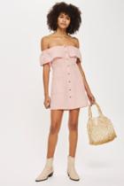 Topshop Linen Bardot Mini Dress