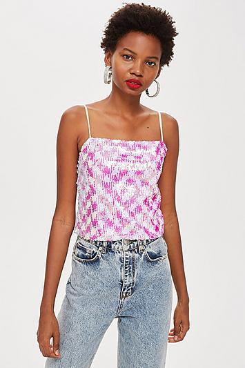 Topshop Petite Sequin Embellished Camisole Top