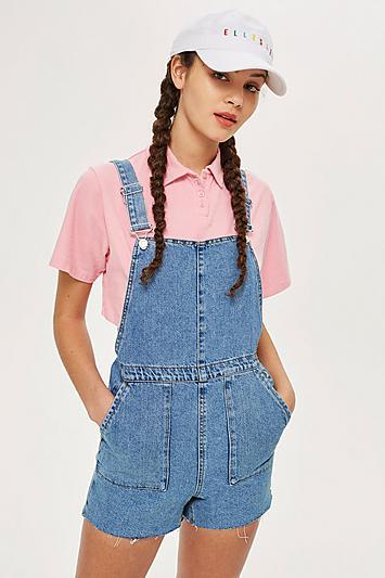Topshop Short Denim Dungarees