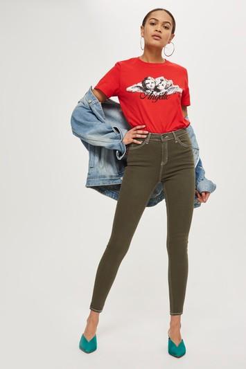 Topshop Moto Dark Khaki Jamie Jeans