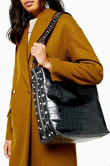 Topshop Hoop Studded Hobo Bag