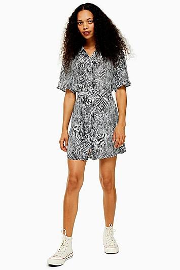 Topshop Petite Animal Print Mini Shirt Dress