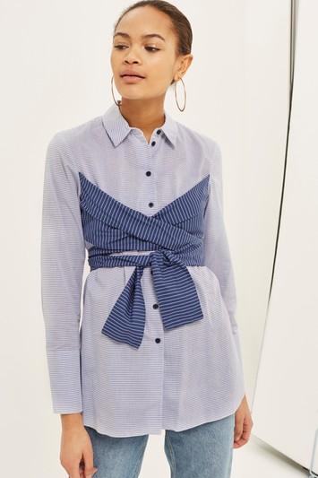Topshop Striped Wrap Around Shirt
