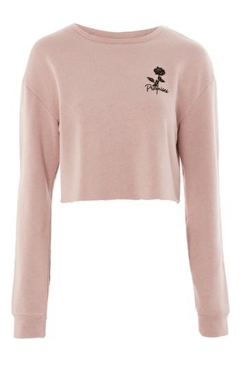 Topshop Promises Cropped Sweatshirt