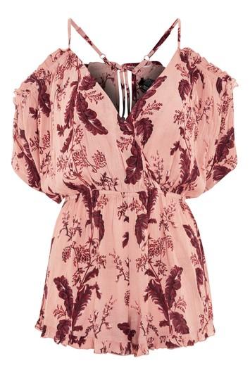 Topshop Floral Cold Shoulder Playsuit