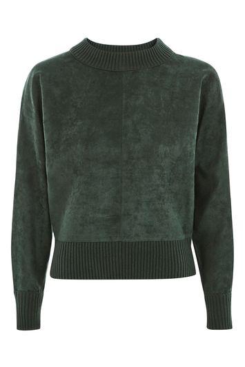 Topshop Suede Front Batwing Jumper