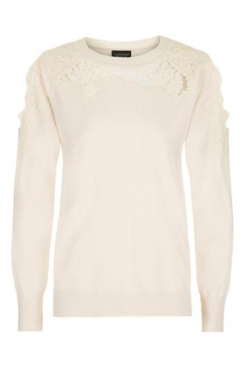 Topshop Lace Cold Shoulder Jumper